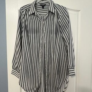 Black and White Striped Button-Up Shirt
